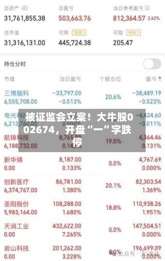 被证监会立案！大牛股002674	，开盘“一”字跌停-第2张图片
