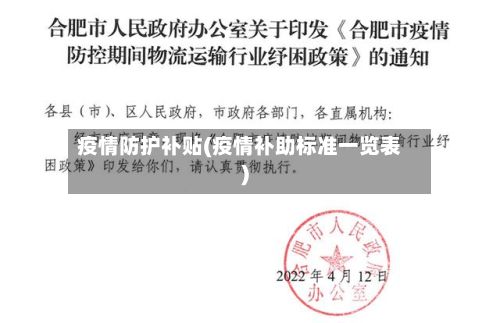 疫情防护补贴(疫情补助标准一览表)-第3张图片