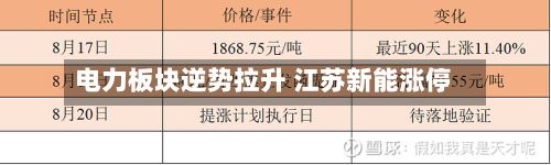 电力板块逆势拉升 江苏新能涨停