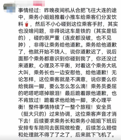 “要让肇事者付出代价！	”东航就“空姐下跪事件”报案，六成网友支持“应加大惩戒辱骂者”